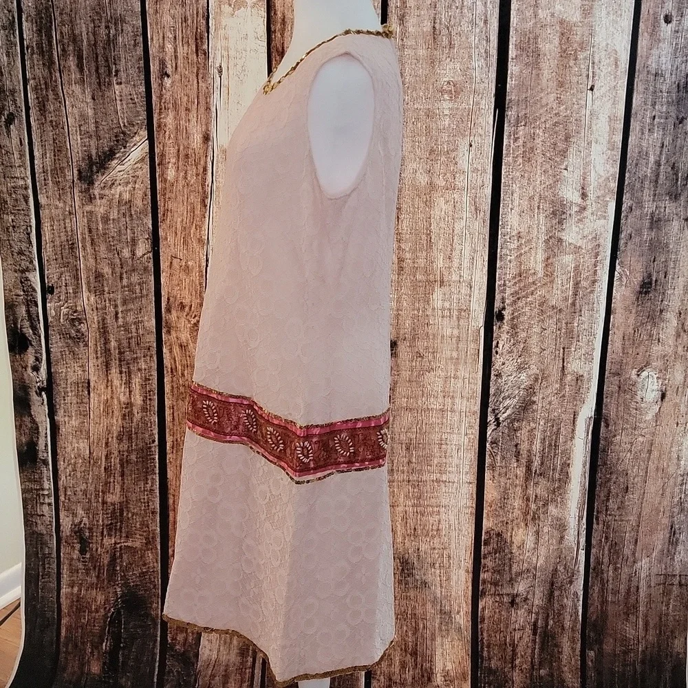 Vintage Pink Lace with Gold Sequin Maxi Dress Size 10